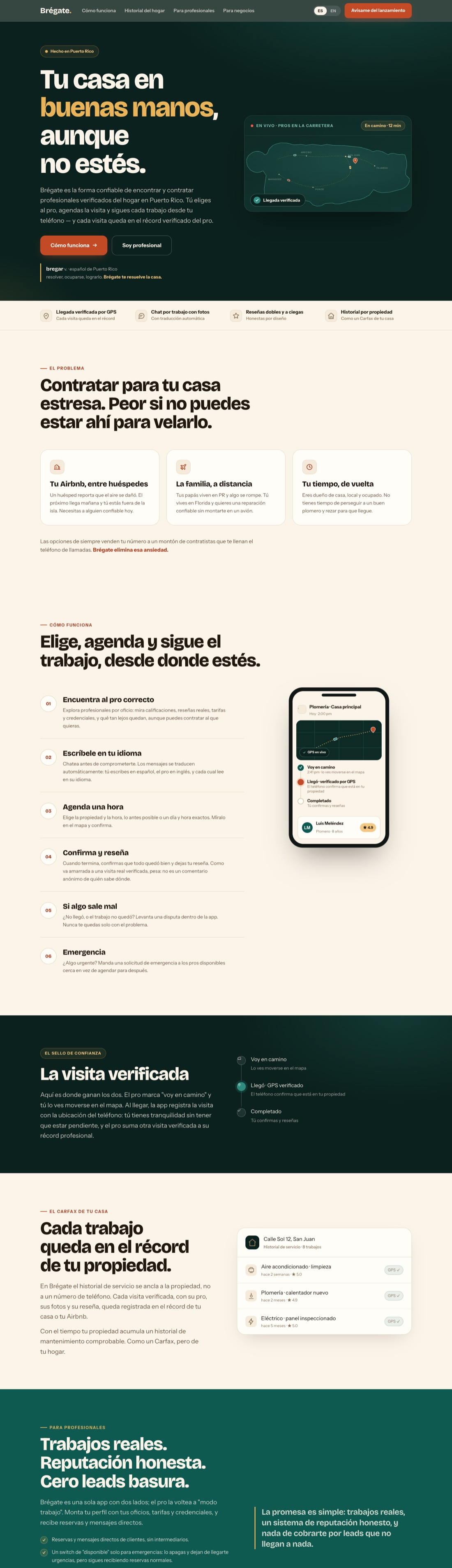 Brégate — plataforma de profesionales del hogar en Puerto Rico